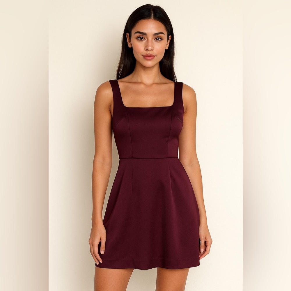 A new day Elegant Burgundy Sleeveless Dress